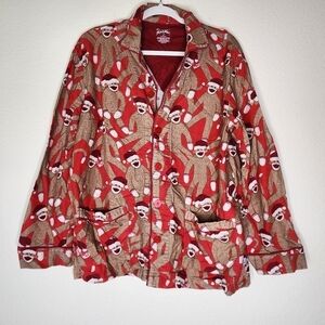 Nick & Nora Christmas Sock Monkey PJ Top M